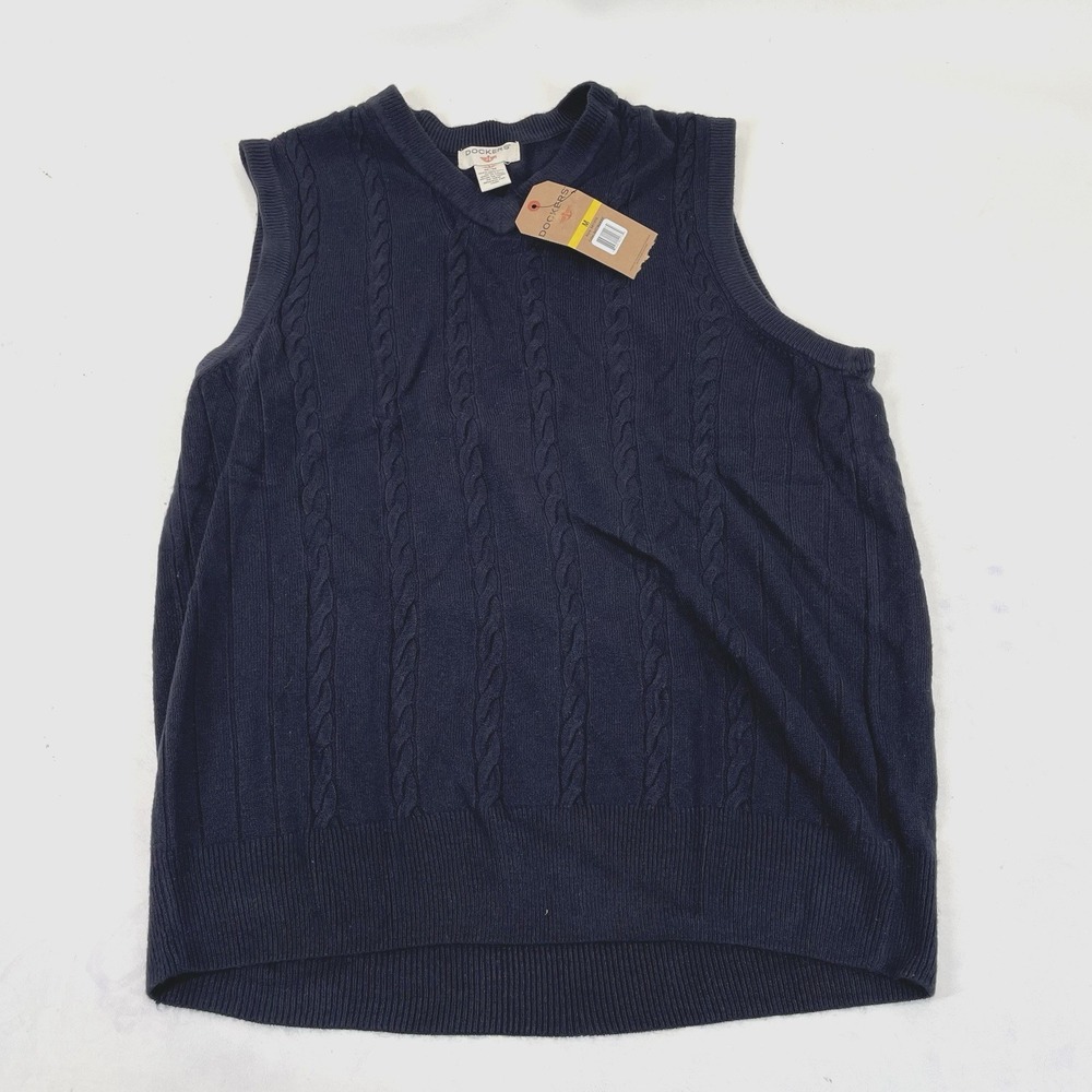 Dockers Comfort Touch Cabel‎ Knit Sleeveless Vest Mens Size M Blue NWT